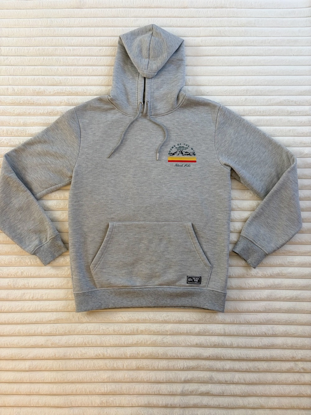 Black Pike Gray Hooded Sweatshirt with Striped Chest Graphic Sound Of The Wild L